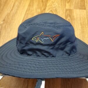 Vintage Greg Norman Golf Bucket Hat Men Blue Big Shark Logo